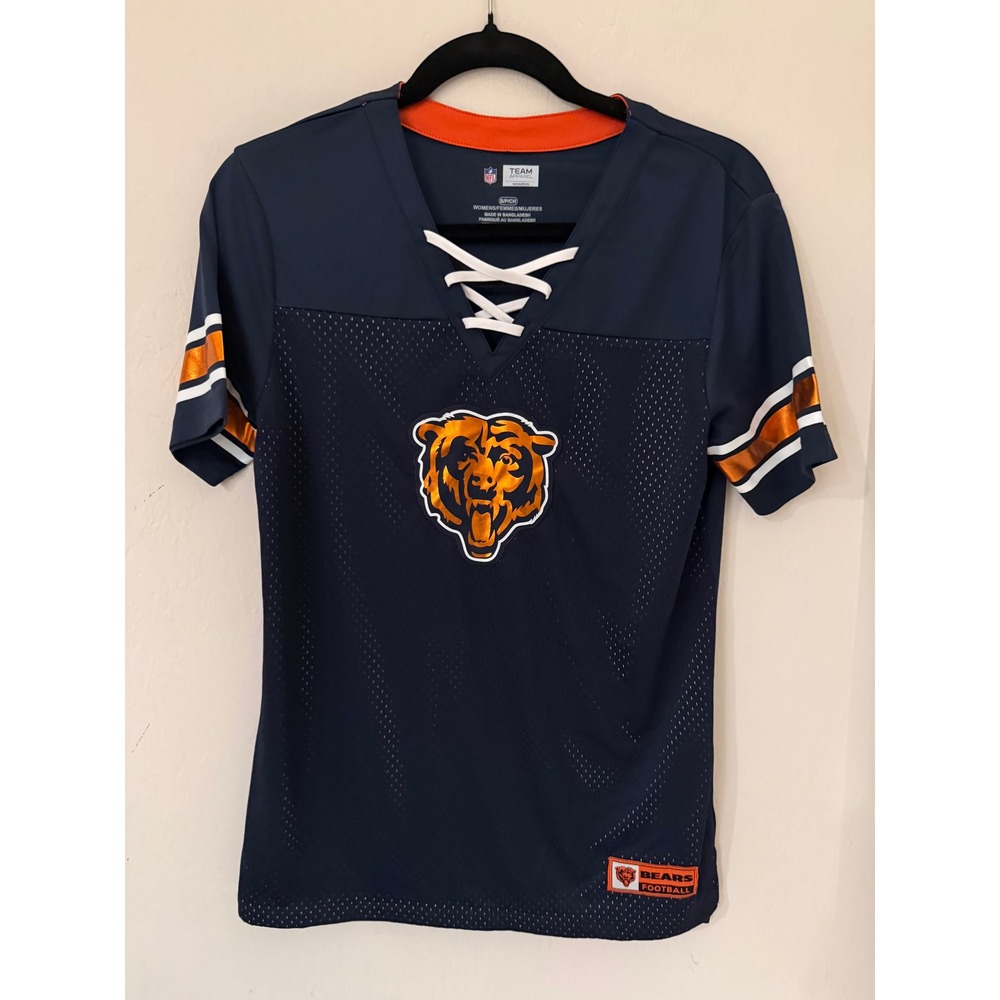 NFL Team Apparel Chicago Bears Women's Lace Up Jersey Shirt Size Small NWOT